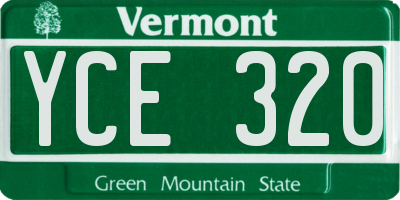 VT license plate YCE320