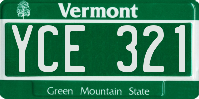VT license plate YCE321
