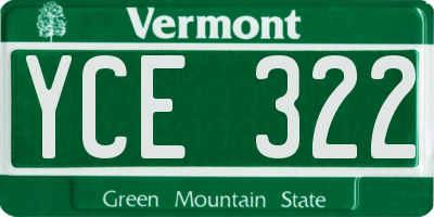 VT license plate YCE322