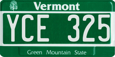 VT license plate YCE325