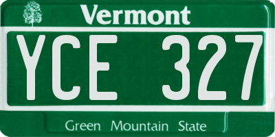 VT license plate YCE327