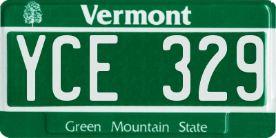 VT license plate YCE329