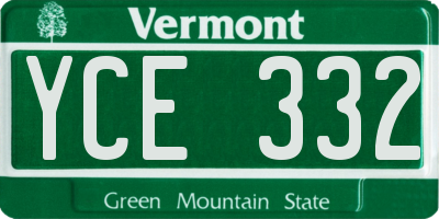 VT license plate YCE332