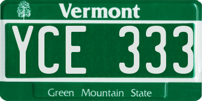 VT license plate YCE333