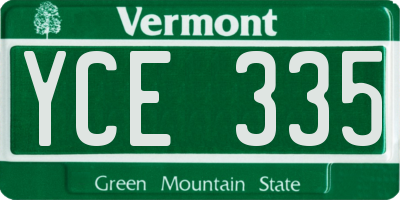 VT license plate YCE335