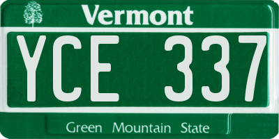 VT license plate YCE337