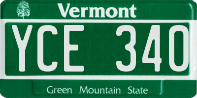 VT license plate YCE340