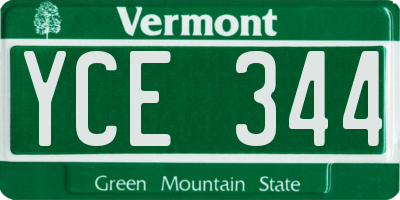 VT license plate YCE344