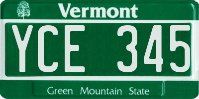 VT license plate YCE345