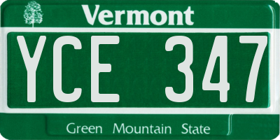 VT license plate YCE347
