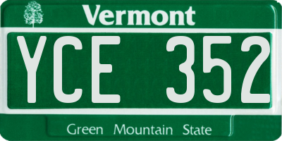 VT license plate YCE352