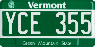 VT license plate YCE355