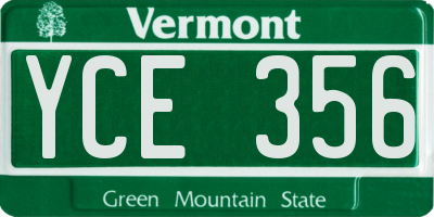 VT license plate YCE356