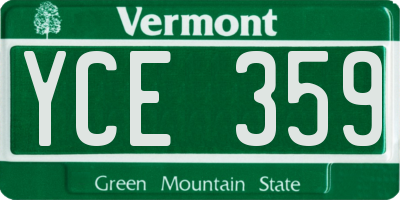 VT license plate YCE359
