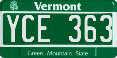 VT license plate YCE363