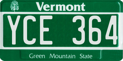 VT license plate YCE364