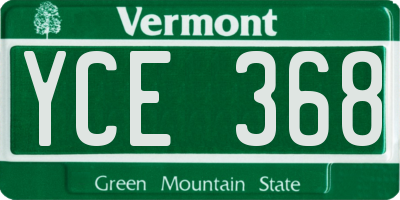 VT license plate YCE368