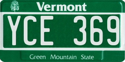 VT license plate YCE369