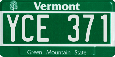 VT license plate YCE371