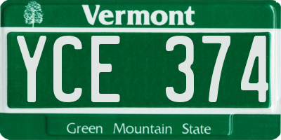 VT license plate YCE374