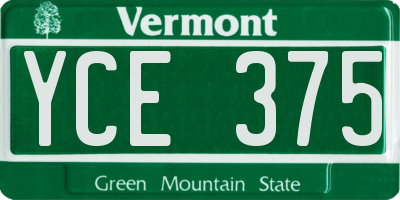 VT license plate YCE375