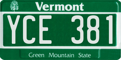 VT license plate YCE381