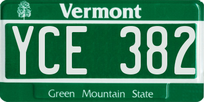 VT license plate YCE382