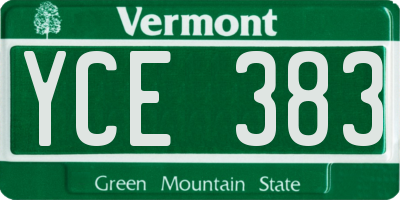 VT license plate YCE383