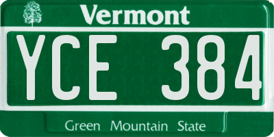 VT license plate YCE384