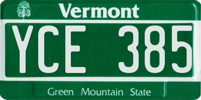 VT license plate YCE385