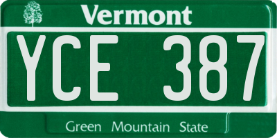 VT license plate YCE387