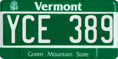 VT license plate YCE389