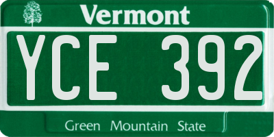 VT license plate YCE392