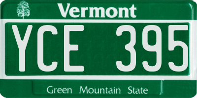 VT license plate YCE395