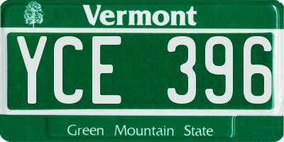 VT license plate YCE396