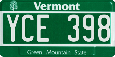 VT license plate YCE398
