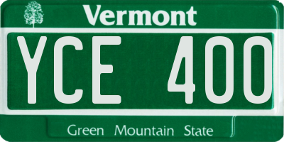 VT license plate YCE400