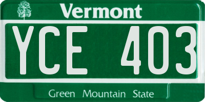 VT license plate YCE403