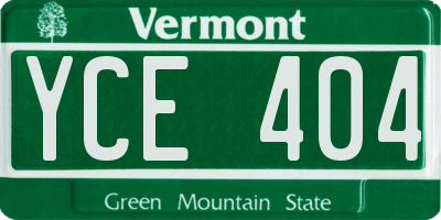 VT license plate YCE404
