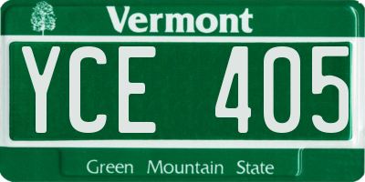 VT license plate YCE405