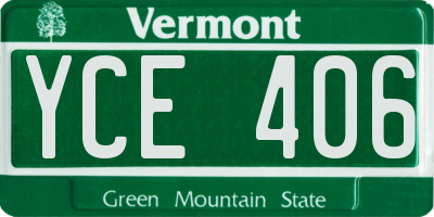 VT license plate YCE406