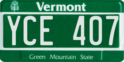 VT license plate YCE407