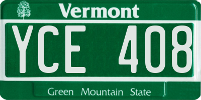 VT license plate YCE408