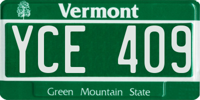 VT license plate YCE409