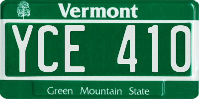 VT license plate YCE410