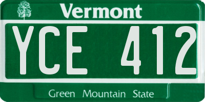 VT license plate YCE412