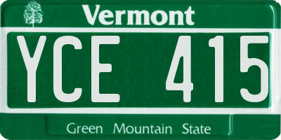 VT license plate YCE415