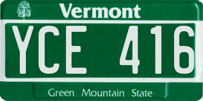 VT license plate YCE416
