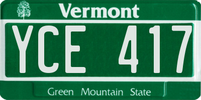VT license plate YCE417