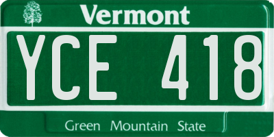 VT license plate YCE418